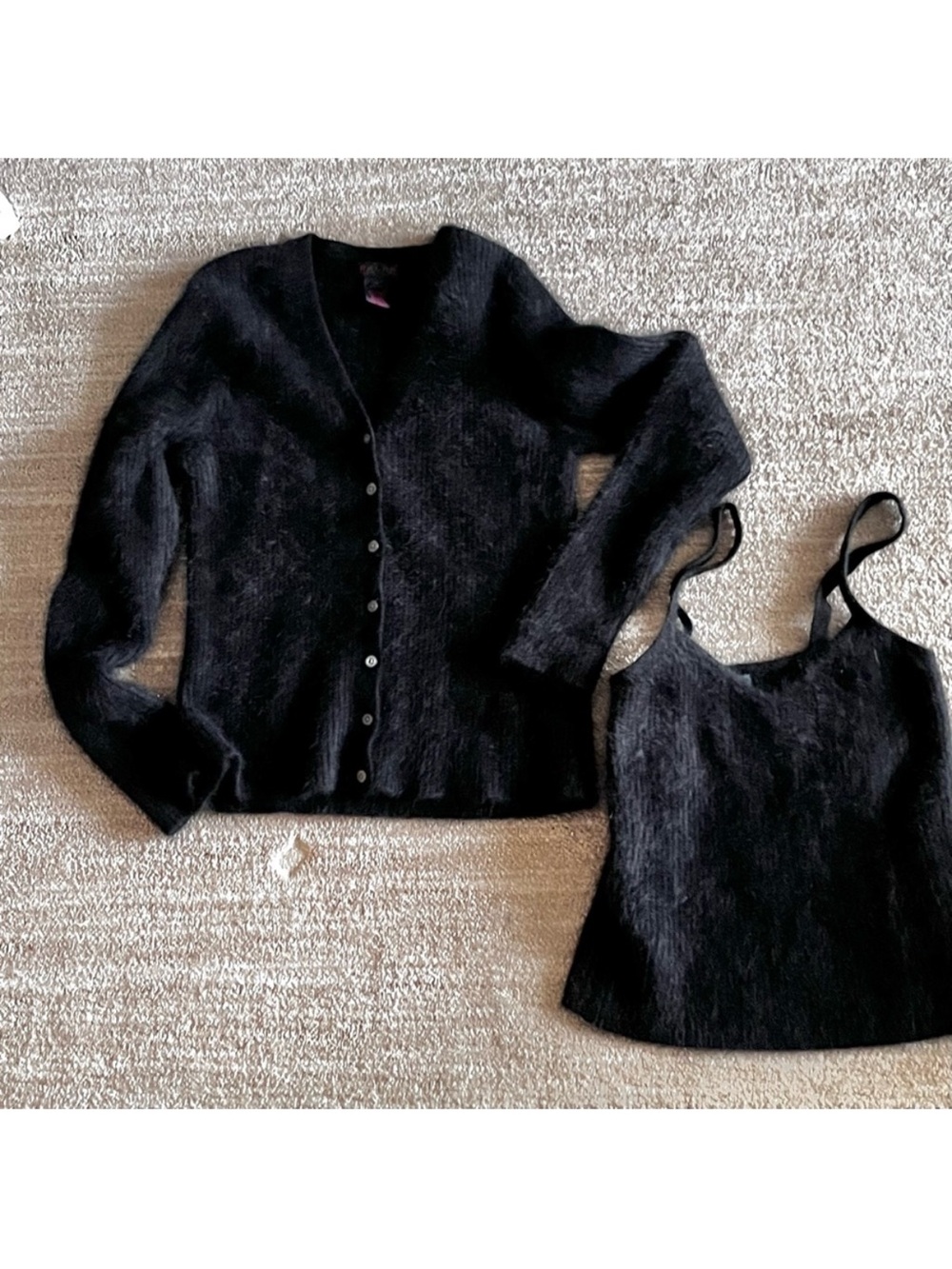 Ralph Lauren Angora Rabbit Hair Wool Black
Cardigan Set 2 piece Sz M